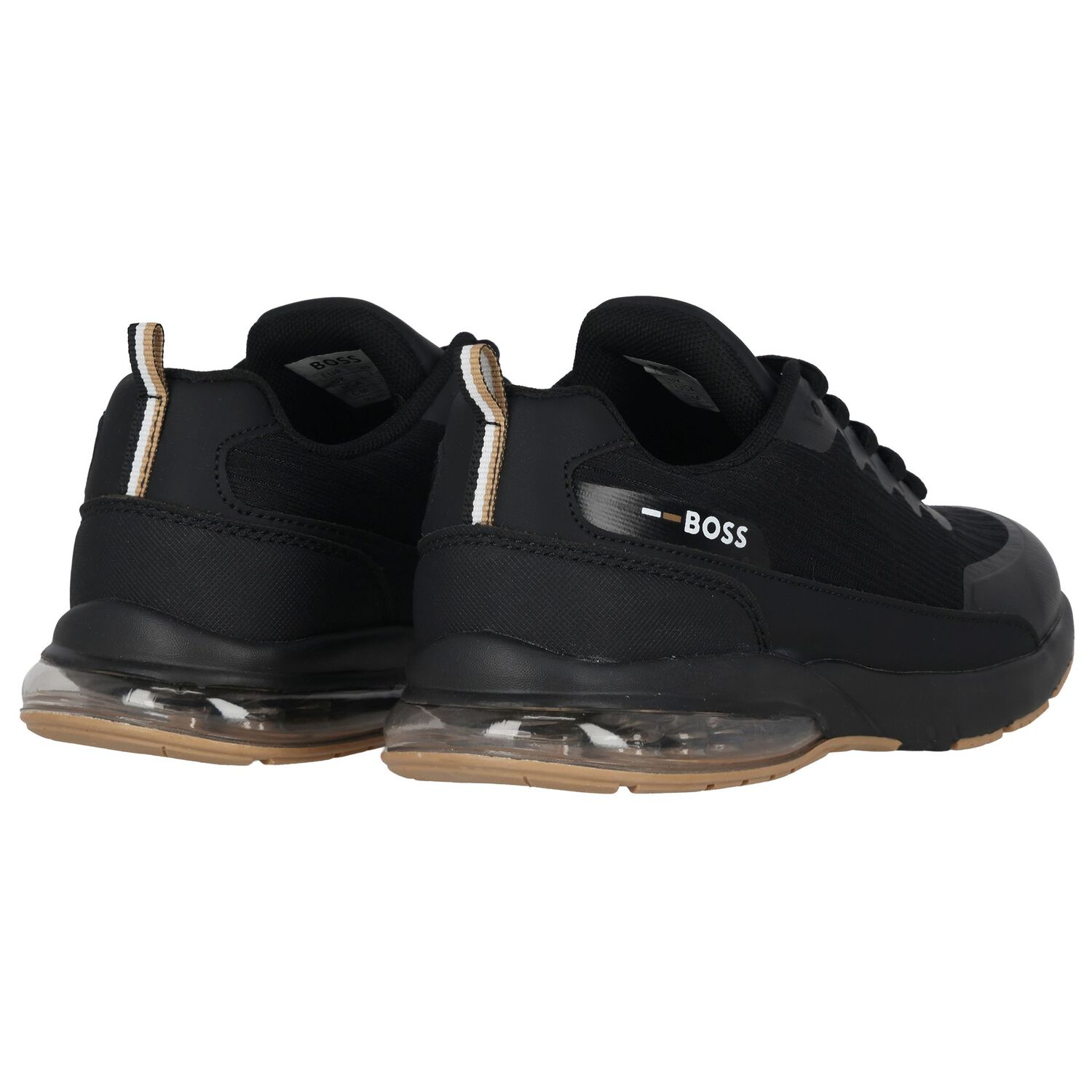 Boys Mini Me Black Logo Trainers, 1, hi-res
