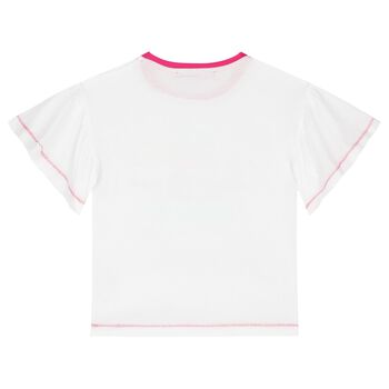 Girls White Flower T-Shirt