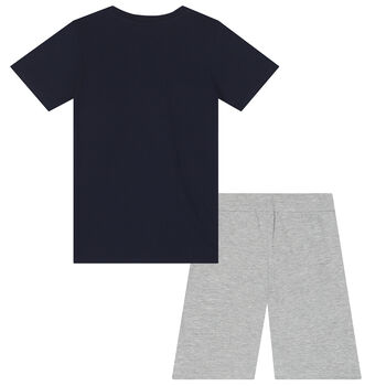 Boys Navy & Grey Logo Shorts