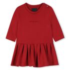 Younger Girls Red Pleated Logo Dress, 1, hi-res