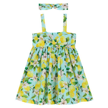 Girls Blue & Yellow Lemon Dress Set