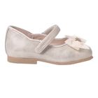 Younger Girls Gold Bow Shoes, 1, hi-res