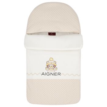 Ivory & Beige Teddy Bear Logo Baby Nest