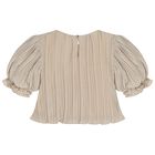 Girls Beige & Silver Trousers Set, 1, hi-res