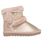 Younger Girls Rose Gold Faux Leather Boots, 4, hi-res