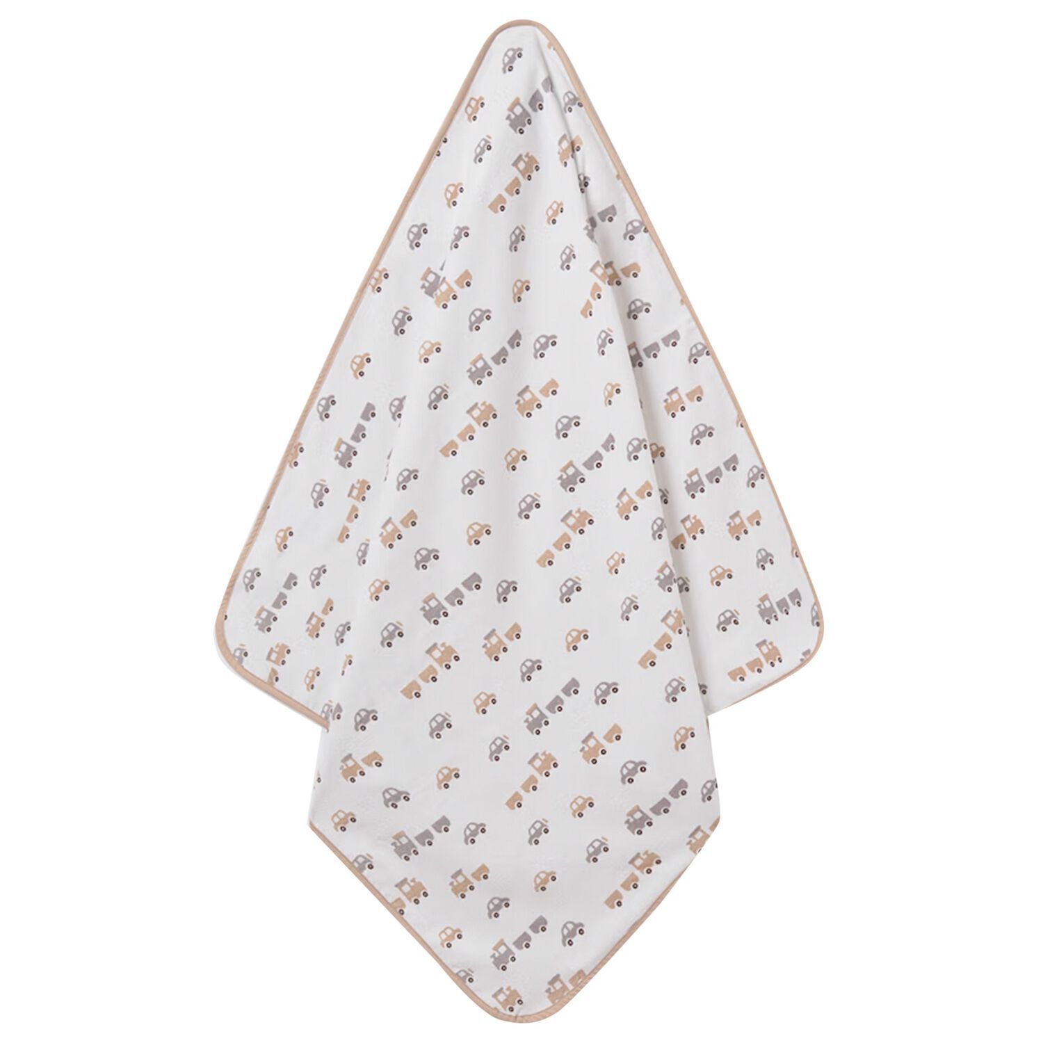 Baby Boys White & Beige Hooded Towel, 1, hi-res
