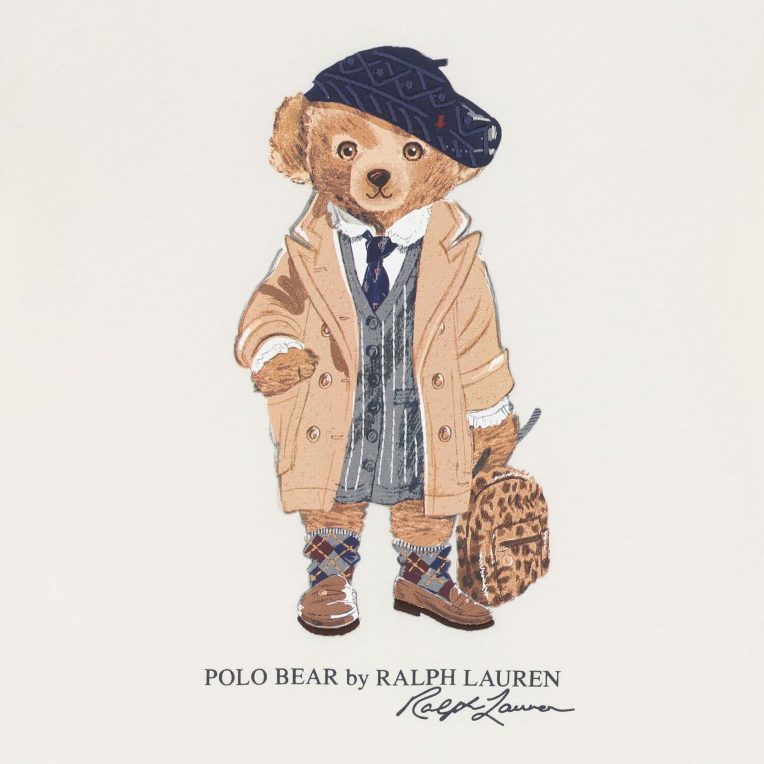 Girls White Polo Bear Long Sleeve Top, 1, hi-res