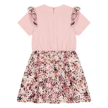 Younger Girls Pink Logo Ruffled Dress
