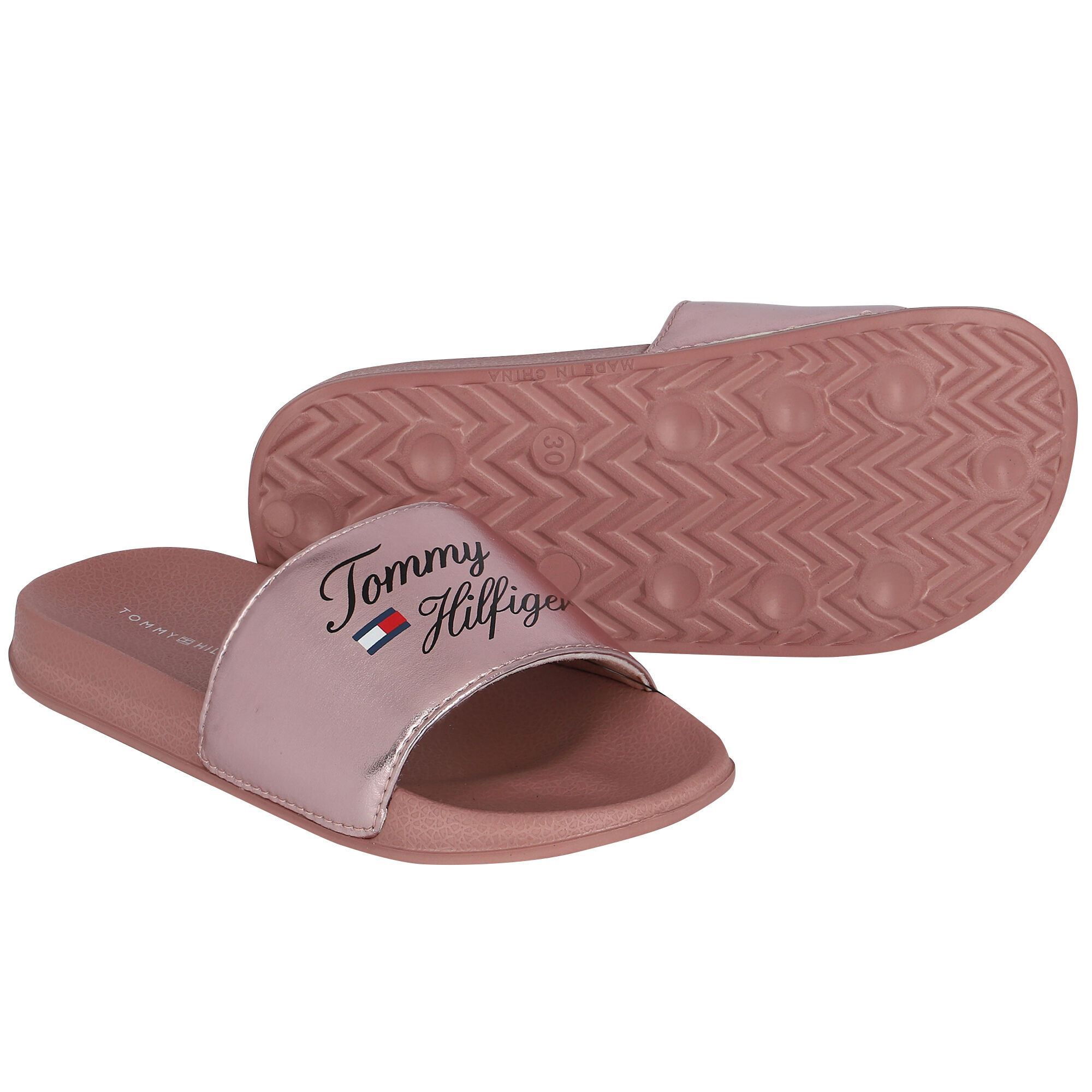 Tommy hilfiger rose gold sliders store
