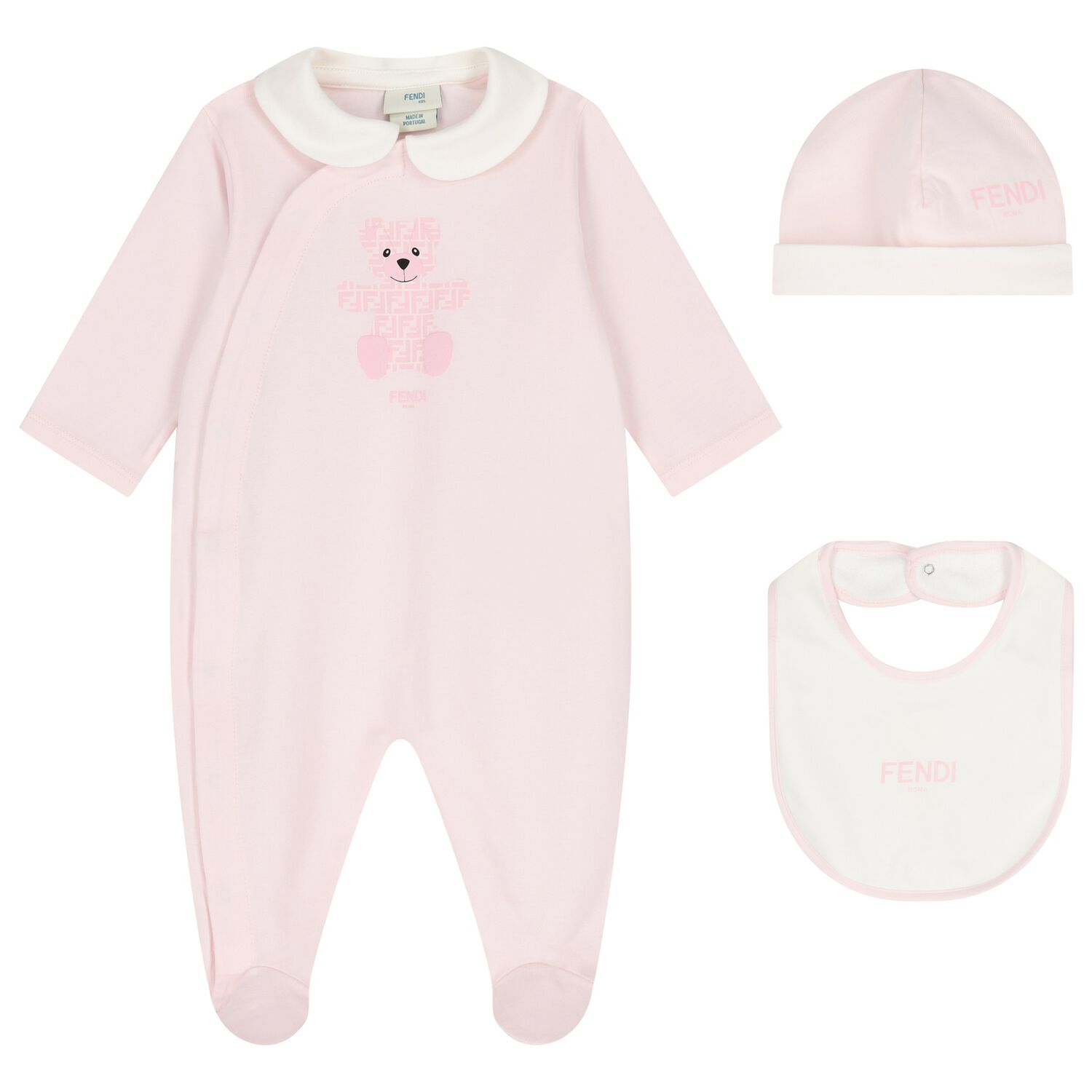 Baby Girls Ivory & Pink Logo Babygrow Gift Set, 2, hi-res image number null