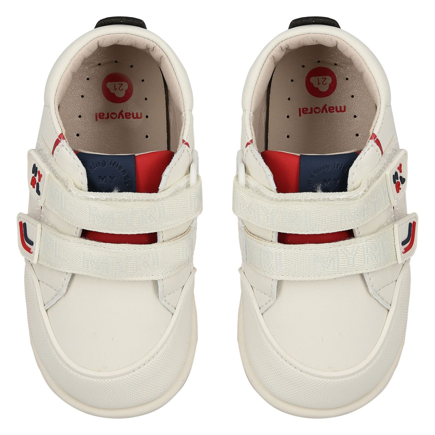 Younger Boys Ivory & Blue Trainers, 1, hi-res image number null