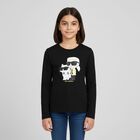 Girls Black Ikonik Long Sleeve Top, 1, hi-res