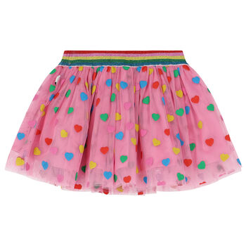 Younger Girls Pink Tulle Heart Skirt