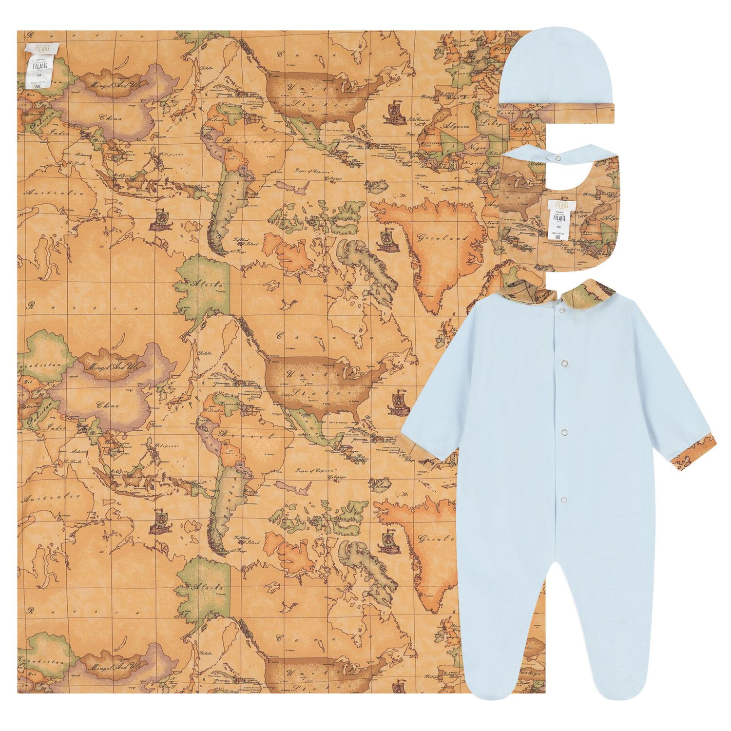 Blue&me Map Alviero Martini Baby Boys Blue & Beige Geo Map Babygrow Gift Set ...