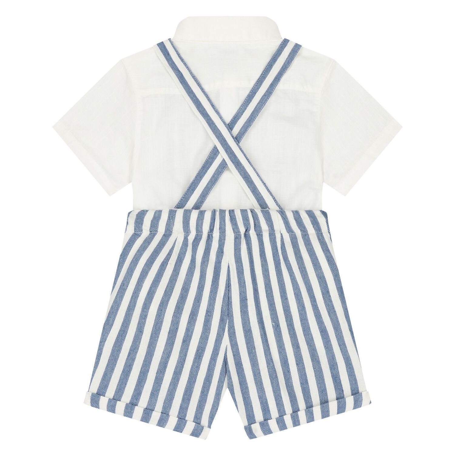 Younger Boys White & Blue Shorts Set, 1, hi-res
