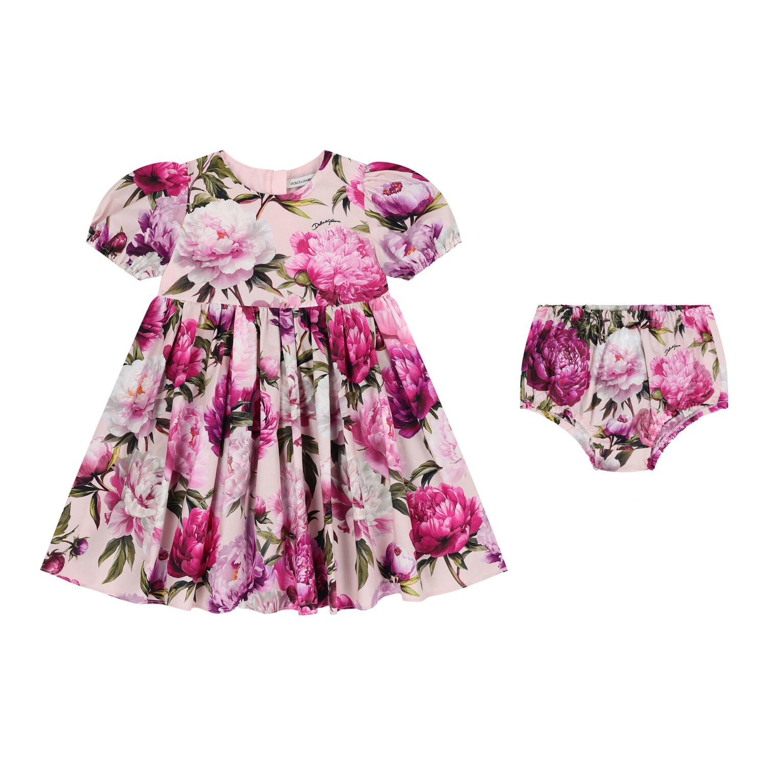 Baby Girls Pink Peony Dress Set, 1, hi-res