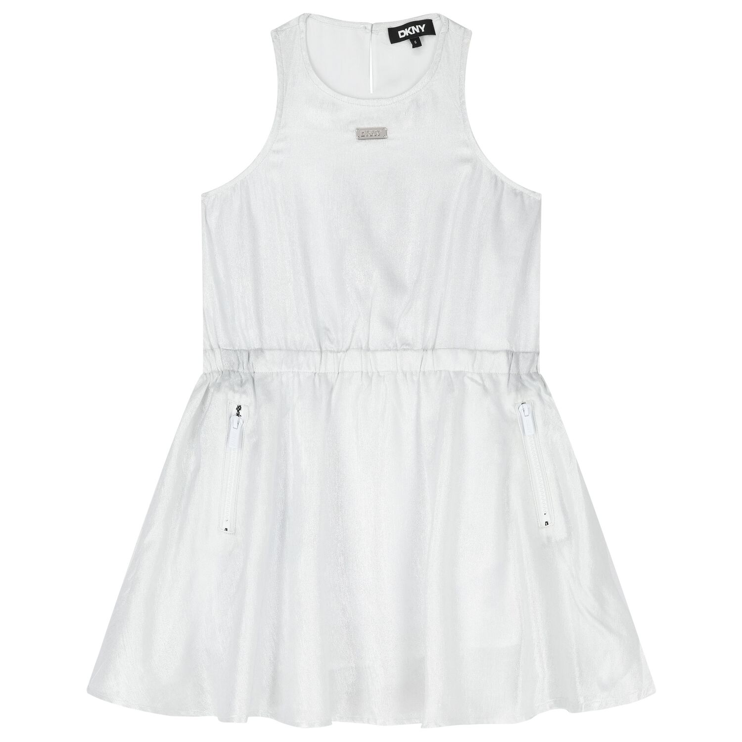 فستان بنات بالشعار باللون الفضي, 1, hi-res image number null