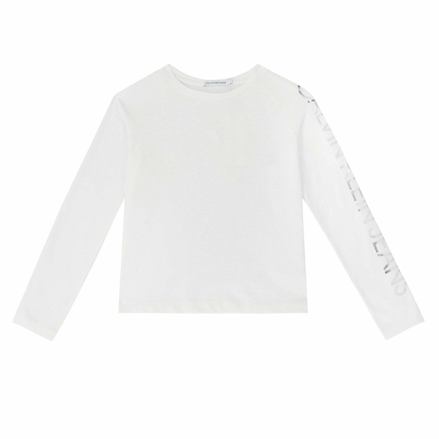 Girls White Logo Long Sleeve Top, 1, hi-res