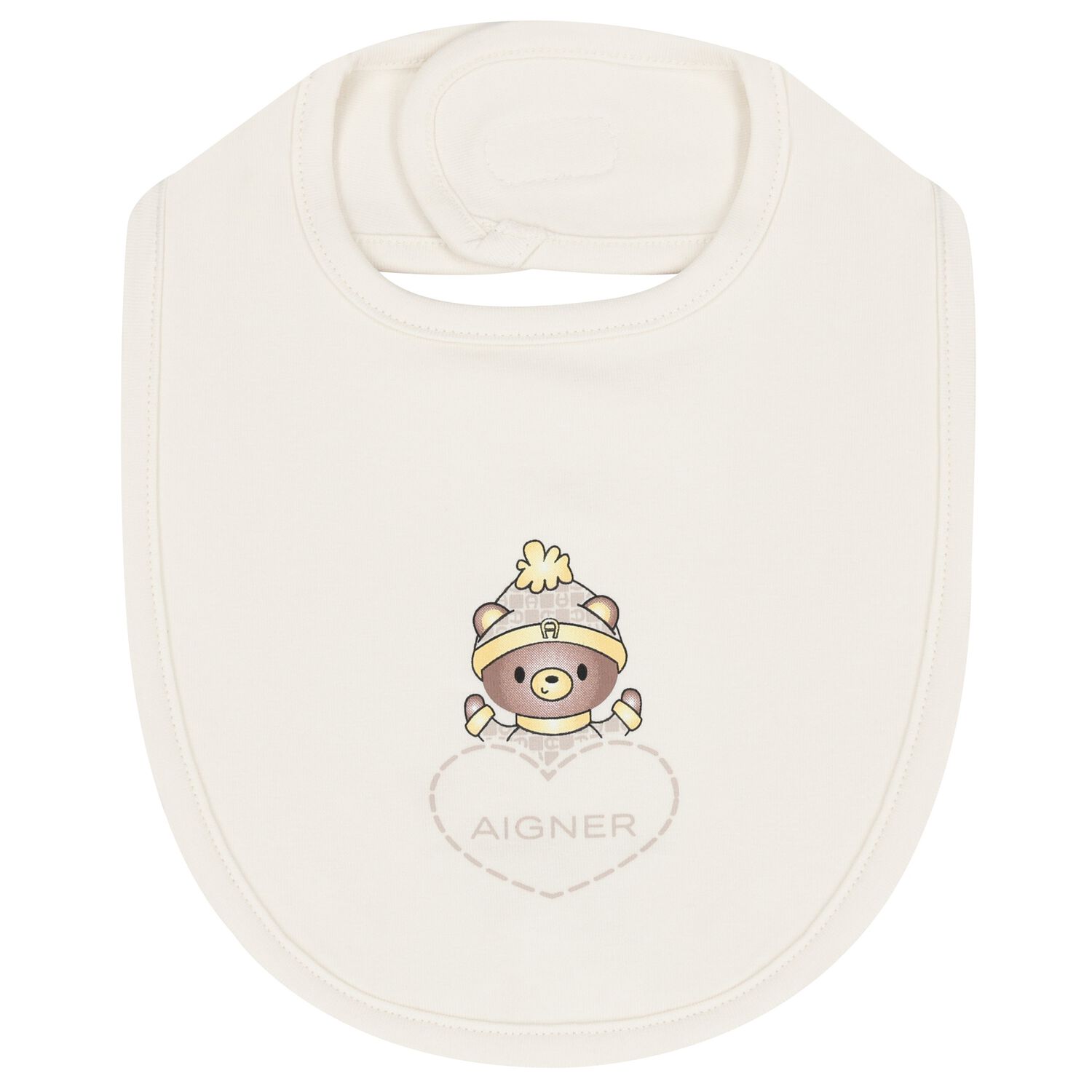 Ivory Teddy Bear Logo Baby Bib, 1, hi-res image number null