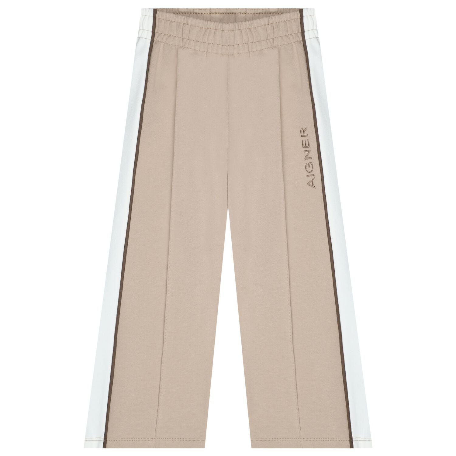 Girls Beige & Ivory Logo Trousers, 1, hi-res