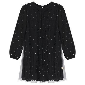 Girls Black Rhinestone Tulle Dress