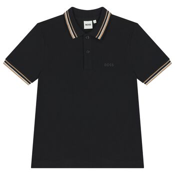 Boys Black Logo Polo Shirt