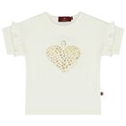 Younger Girls Ivory & Gold Logo Heart T-Shirt, 1, hi-res