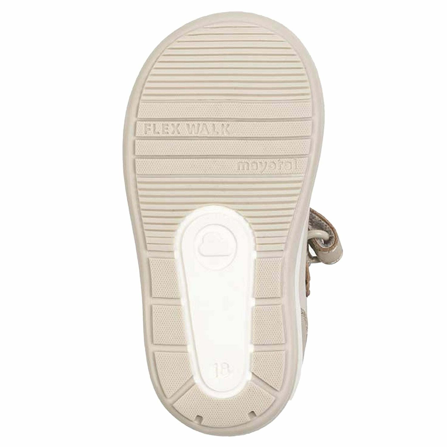 Younger Girls Beige & Gold Leather Shoes, 1, hi-res