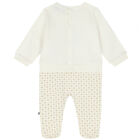 Ivory & Gold Pima Cotton Logo Babygrow, 1, hi-res
