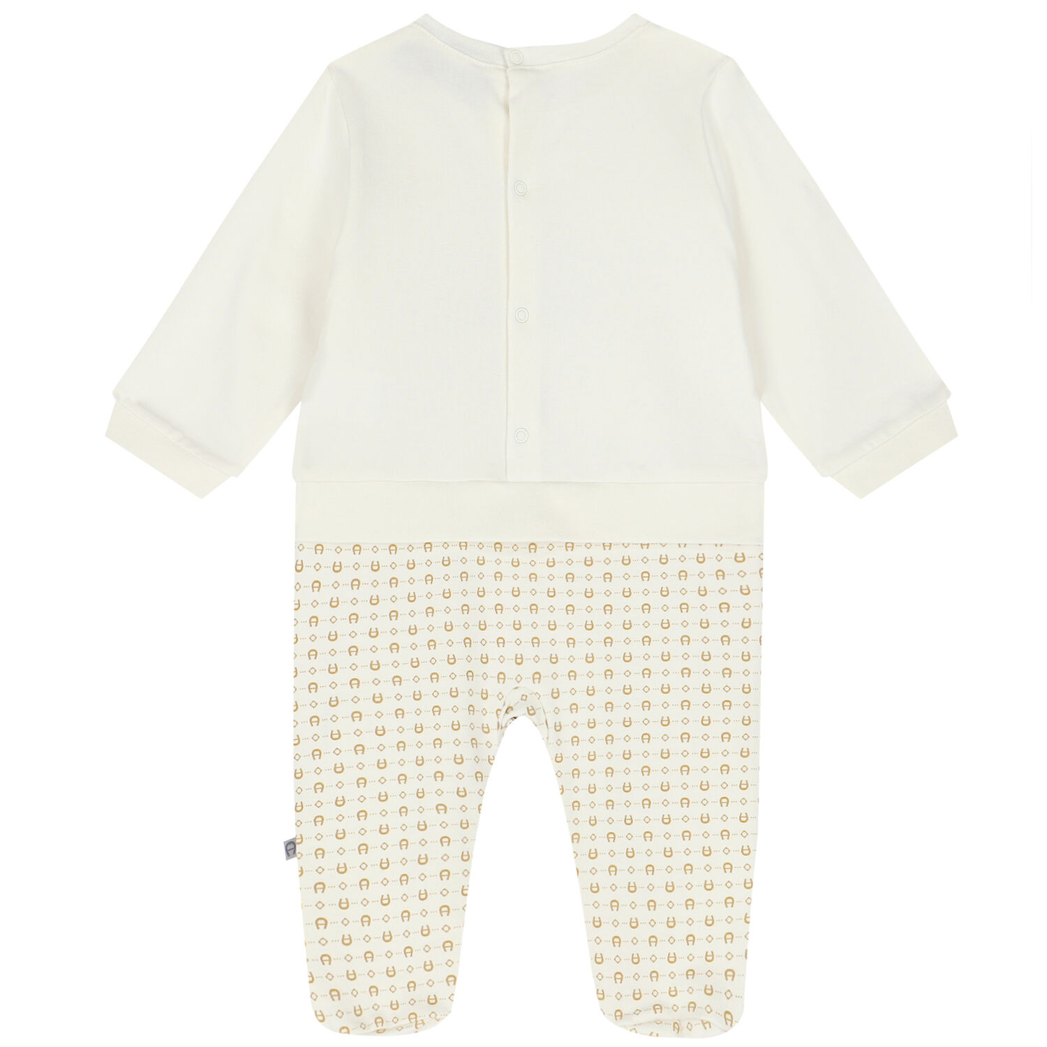 Ivory & Gold Pima Cotton Logo Babygrow, 1, hi-res image number null