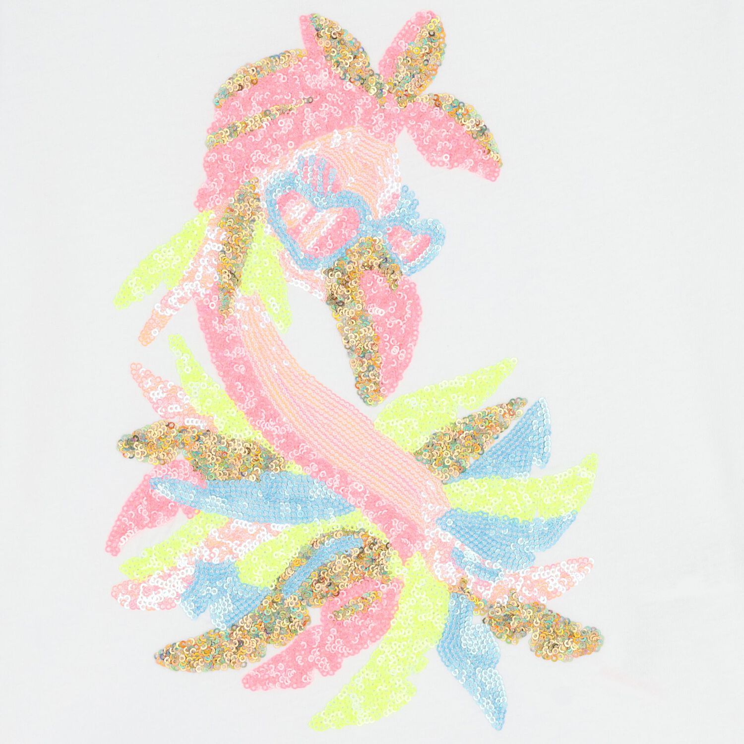 Girls White Sequin Flamingo T-Shirt , 1, hi-res