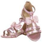 Girls Pink Diamante Bow Sandals, 2, hi-res