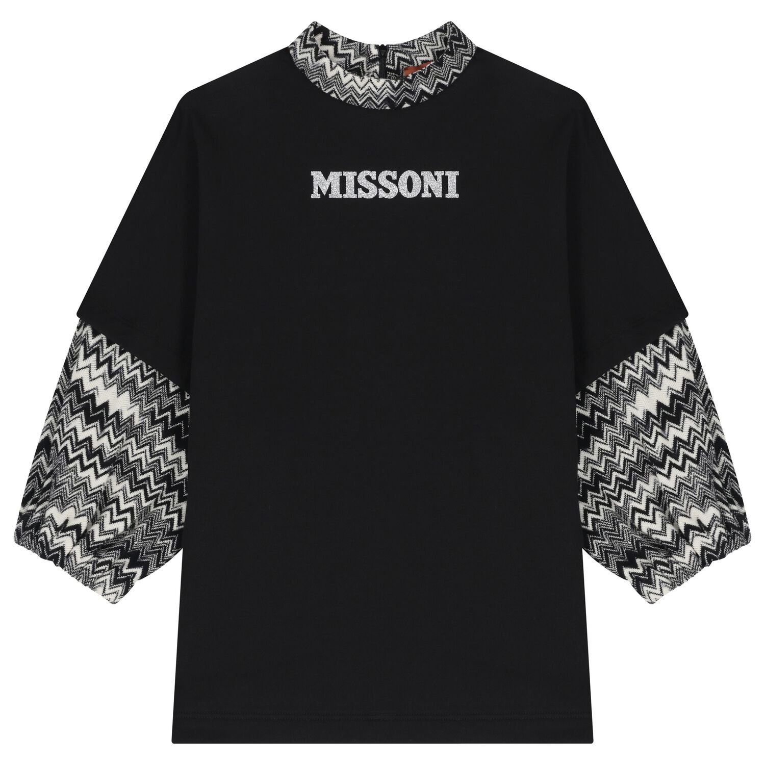 Girls Black Logo Zig Zag Dress, 1, hi-res