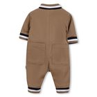Baby Boys Beige Logo Romper, 1, hi-res