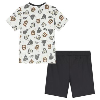 Boys White & Grey Shorts Set