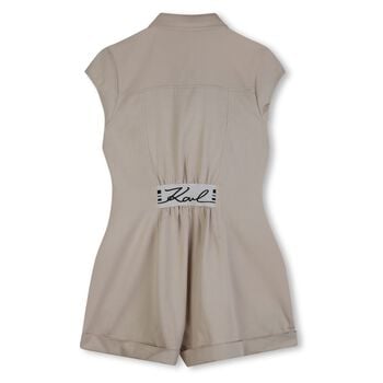 Girls Beige Logo Playsuit