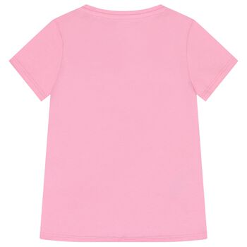 Girls Pink Embellished Logo T-Shirt