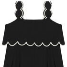 Girls Black Scalloped Wide Leg Trousers Set, 1, hi-res