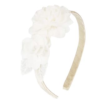 Younger Girls Gold & White Floral Headband