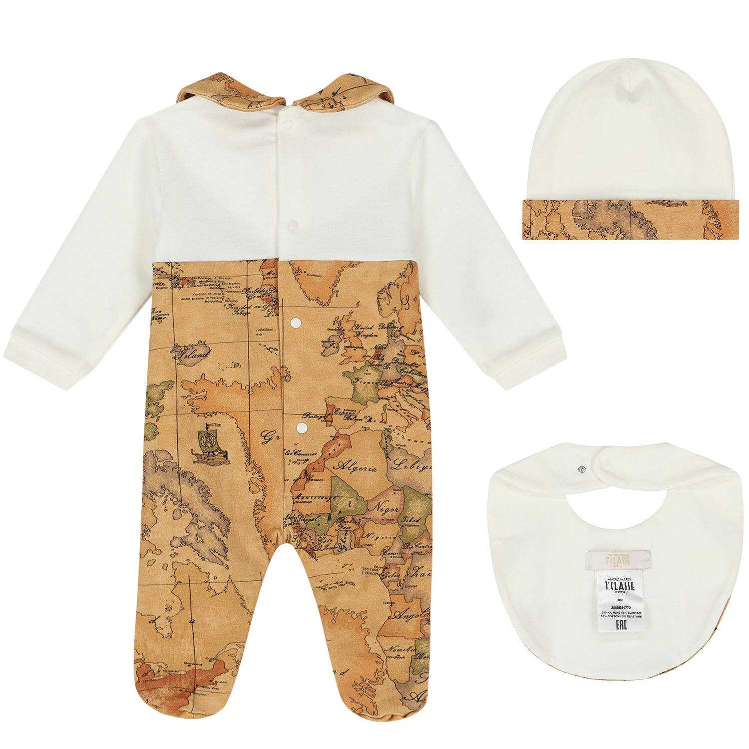 Ivory & Beige Geo Map Babygrow Set, 3, hi-res image number null