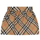 Girls Beige Check Skirt, 1, hi-res