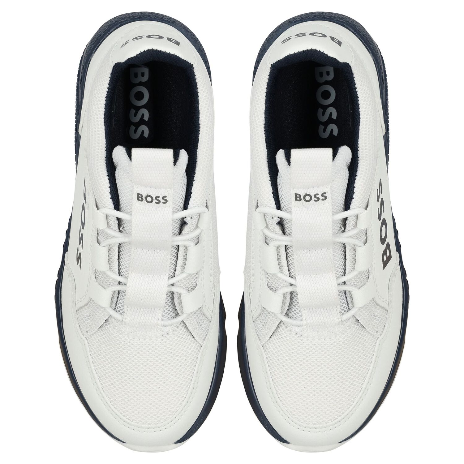 Boys White Logo Trainers, 1, hi-res
