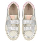 Girls Ivory & Silver Logo Trainers, 1, hi-res
