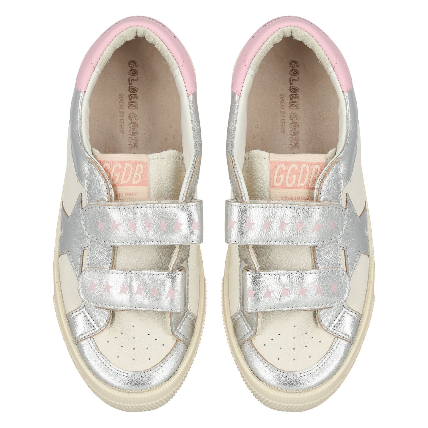 Girls Ivory & Silver Logo Trainers, 1, hi-res image number null