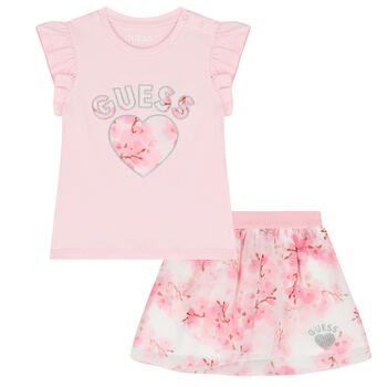 Baby Girls Pink Logo Skirt Set
