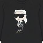 بلوزة أيكونيك كارل سوداء بأكمام طويلة للبنات, 1, hi-res