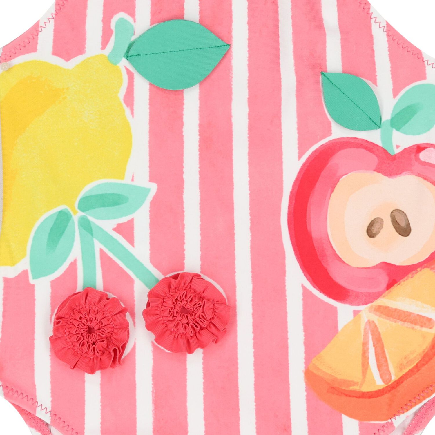 Younger Girls Red Striped Swimsuit, 2, hi-res
