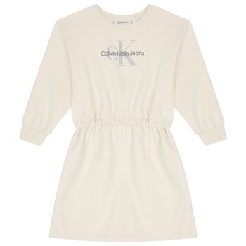 Girls Ivory Logo Dress