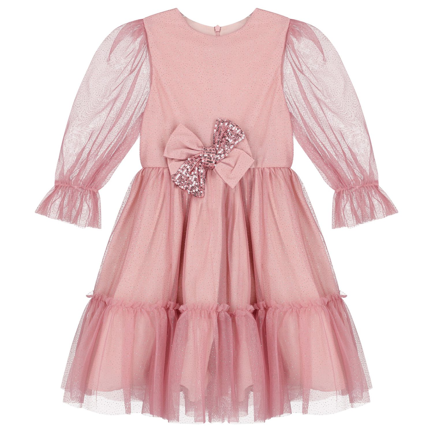 Girls Pink Tulle Dress, 1, hi-res