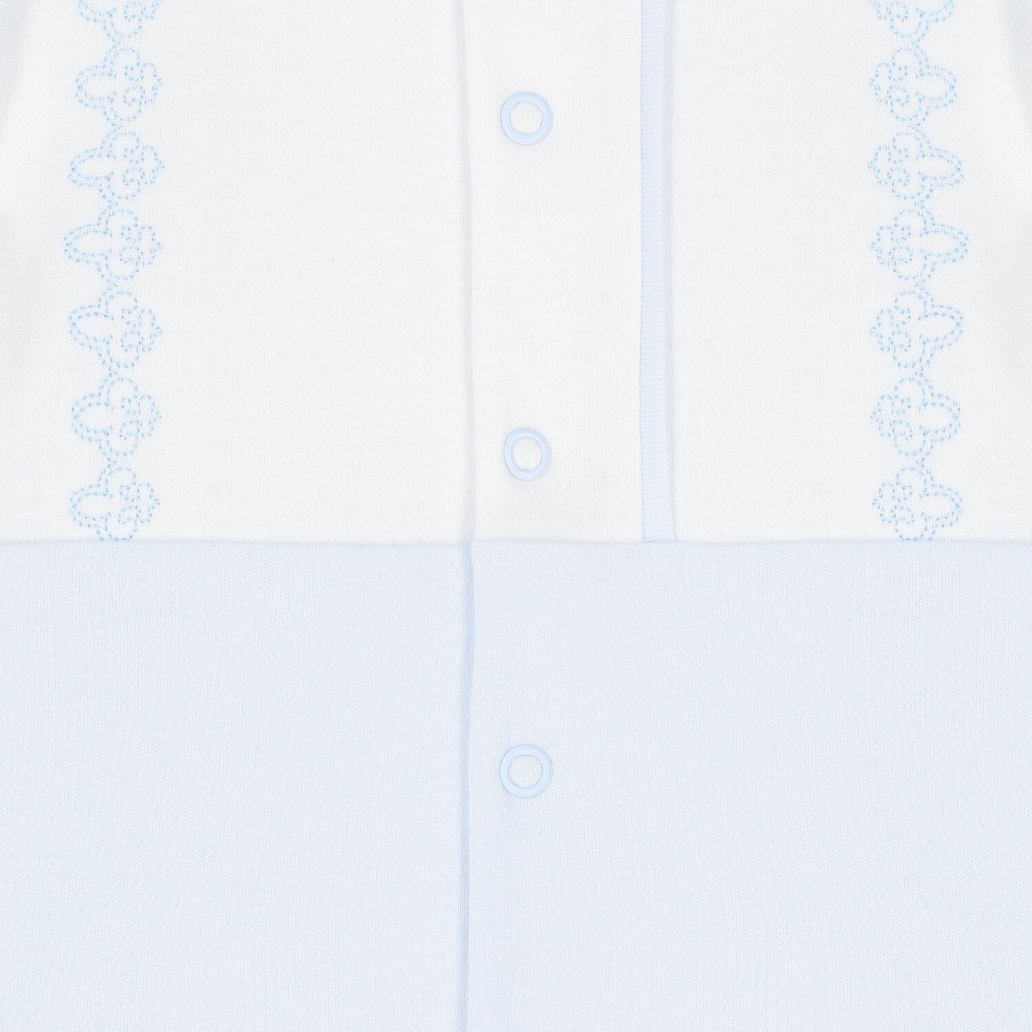 Baby Boys White & Blue Romper, 1, hi-res